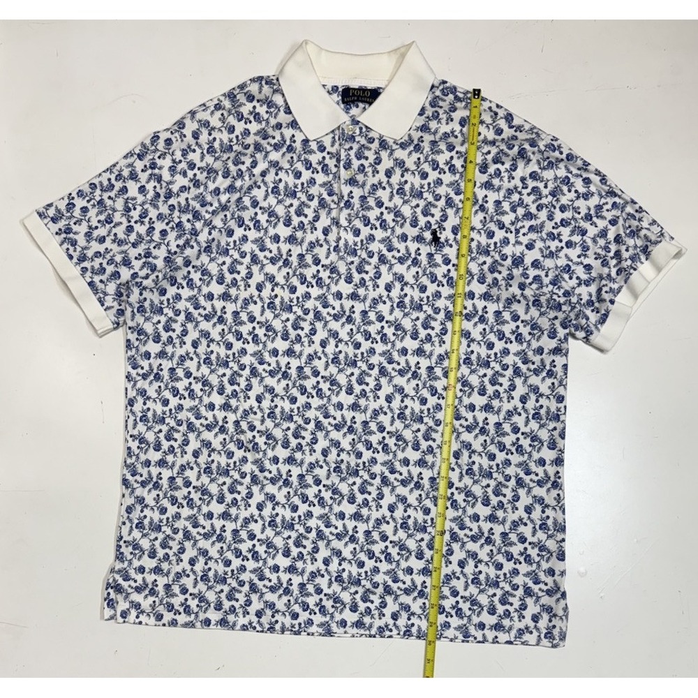 Polo Ralph Lauren Shirt Mens 1XB White Blue‎ All Over Print Floral Pony Classic